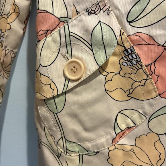 Ann Taylor Loft Jacket Womens XS Petite Floral Print Spring Coat Pockets Buttons - Picture 5 of 14
